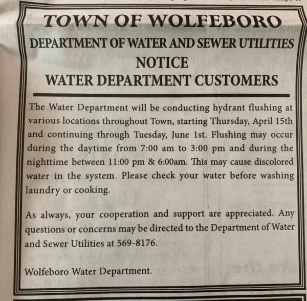 hydrant flushing announcement